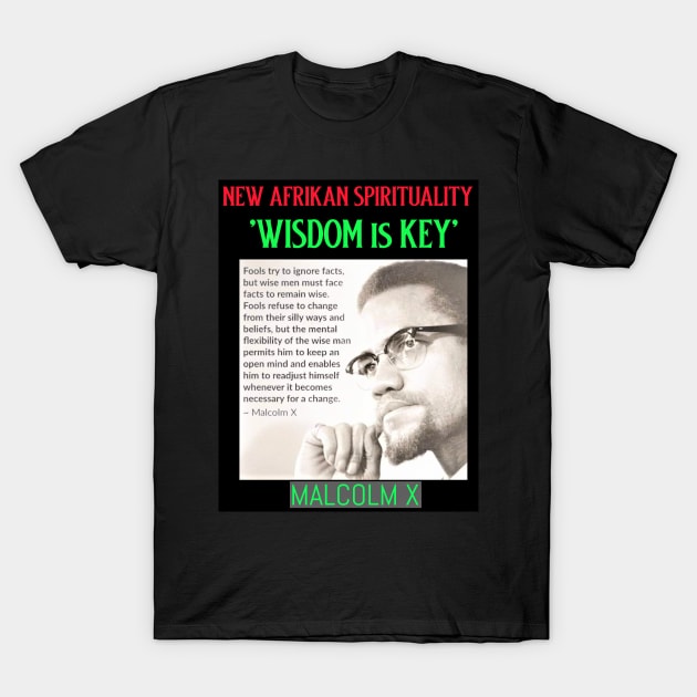 Malcolm X On Being Wise T-Shirt by Black Expressions